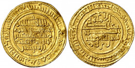 Almorávides. AH 532. Ali y el amir Sir. Almería. Dinar. (V. 1752) (Hazard 360). Raya en anverso. Ex Colección MB 17/10/2018, nº 558. 4,15 g. EBC-.