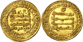 Califato Abasida de Bagdad. AH 305. Al-Moqtadir billah. Misr (Egipto). Dinar. (S.Album 245.2) (Lavoix 1138). Citando al heredero, Abu al-Abbas. 4,18 g...