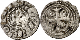 Comtat de Barcelona. Ramon Berenguer II o Berenguer Ramon II (1076-1096). Barcelona. Diner. (Cru.V.S. 29.3) (Cru.C.G. 1837a). Rara. 0,76 g. MBC-.