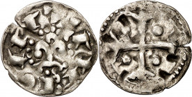 Comtat de Barcelona. Ramon Berenguer III (1096-1131). Barcelona. Diner. (Cru.V.S. 31.4) (Cru.C.G 1839a). Grieta. Escasa. 0,66 g. MBC.