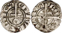 Comtat d'Empúries. Ponç Hug IV (1230-1269). Empúries. Diner. (Cru.V.S. 100) (Cru.C.G. 1913a). Escasa. 0,60 g. MBC-.