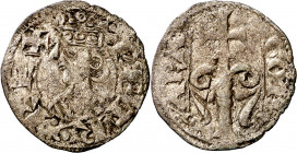 Pere I (1196-1213). Zaragoza. Dinero jaqués. (Cru.V.S. 302) (Cru.C.G. 2116). Escasa. 0,93 g. MBC.