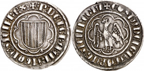 Pere II (1276-1285). Sicília. Pirral. (Cru.V.S. 325) (Cru.C.G. 2142) (MIR. 173). Escasa. 3,26 g. MBC+.