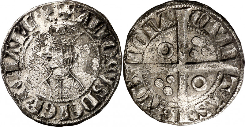 Alfons II (1285-1291). Barcelona. Croat. (Cru.V.S. 331) (Cru.C.G. 2148). Dos y c...