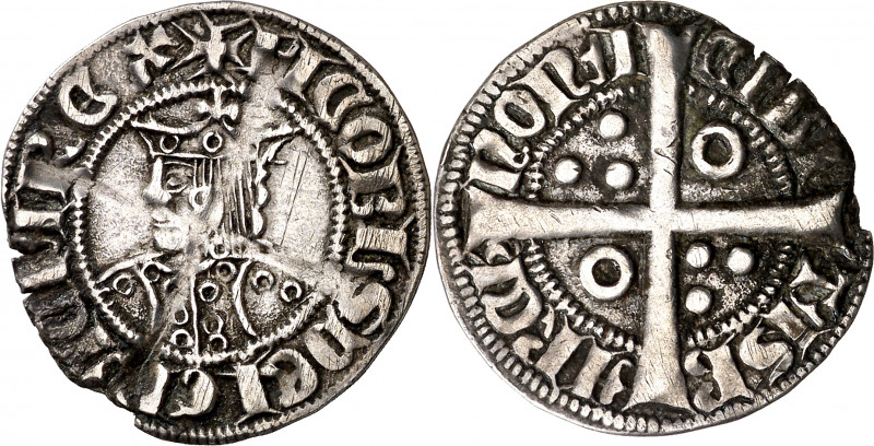 Jaume II (1291-1327). Barcelona. Croat. (Cru.V.S. 335.1) (Cru.C.G. 2152a). Dos-c...