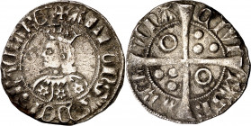 Alfons III (1327-1336). Barcelona. Croat. (Cru.V.S. 366) (Cru.C.G. 2184b). Flores de seis pétalos en el vestido. Letras A sin travesaño central. Oxida...