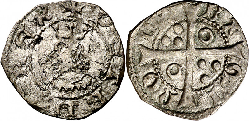 Pere III (1336-1387). Barcelona. Diner. (Cru.V.S. 427) (Cru.C.G. 2237). Vellón m...
