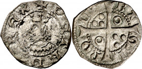 Pere III (1336-1387). Barcelona. Diner. (Cru.V.S. 427) (Cru.C.G. 2237). Vellón muy rico. 1 g. MBC/MBC+.