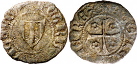 Pere III (1336-1387). Sardenya (Villa di Chiesa). Alfonsí menut. (Cru.V.S. 461.1) (Cru.C.G. 2274) (MIR. 118) (Piras 74). Muy rara. 0,67 g. MBC-.