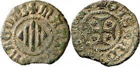 Martí I (1396-1410). Sardenya (Càller). Pitxol. (Cru.V.S. 529.1) (Cru.C.G. 2333a) (MIR. 9 var) (Piras 77 var). Defecto de cospel. Rara. 0,62 g. MBC.