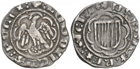 Lluís I de Sicília (1342-1355). Sicília. Pirral. (Cru.V.S. 606) (Cru.C.G. 2581, mismo ejemplar) (MIR. 190). Sin marcas. Ex Colección Crusafont 27/10/2...