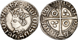 Alfons IV (1416-1458). Barcelona. Croat. (Cru.V.S. 819) (Cru.C.G. 2866). Busto redondeado con cabello caído y corona grande. Oxidación limpiada en rev...