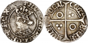 Alfons IV (1416-1458). Perpinyà. Croat. (Cru.V.S. 825.11 var) (Cru.C.G. 2868n var). Algo recortada. Ligerísima grieta. Rara. 2,81 g. MBC-.