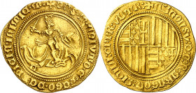 Alfons IV (1416-1458). Nàpols. Alfonsí d'or. (Cru.V.S. 883) (Cru.C.G. 2928) (MIR. 53). Rara. 5,22 g. MBC+.