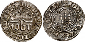 Juan I (1379-1390). Sevilla. Medio real. (AB. 542). 1,56 g. MBC+.