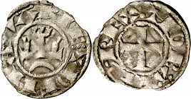 Teobaldo II (1253-1270). Navarra. Óbolo. (Cru.V.S. 229). Rara. 0,39 g. MBC+.