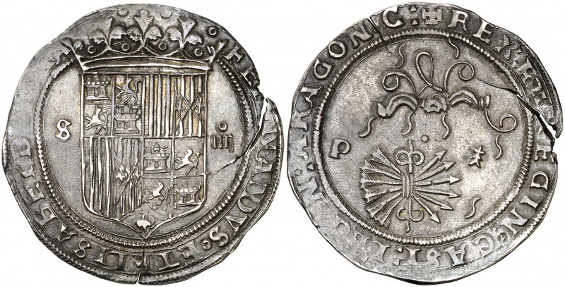 Reyes Católicos. Sevilla. 4 reales. (AC. 555). Preciosa pátina. Grieta, pero ext...