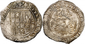 Reyes Católicos. Sevilla. 4 reales. (AC. 561). Ligera doble acuñación. Parte de brillo original. Escasa. 13,65 g. MBC+.