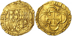 s/d (antes de 1550). Juana y Carlos. Sevilla. . 1 escudo. (AC. 199). Atractiva. 3,37 g. MBC+.