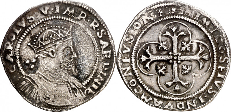 s/d. Carlos I. Cagliari. 3 reales. (Cru.C.G. 4184) (MIR. 30) (Piras 103). Valor ...