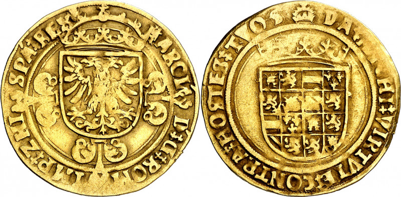 s/d (1521-1552). Carlos I. Amberes. 1/2 real de oro. (Vti. 606) (Vanhoudt 221.AN...