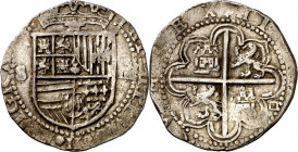s/d (antes de 1588). Felipe II. Sevilla. . 4 reales. (AC. 576). 13,60 g. MBC.