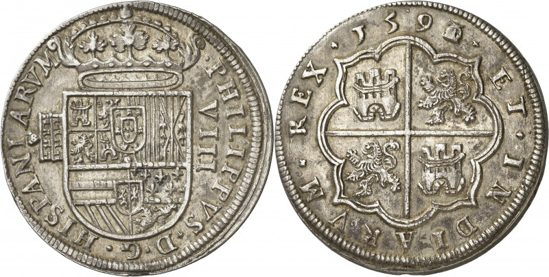 1591/0. Felipe II. Segovia. 8 reales. (AC. 710). Castillos del reverso pequeños....