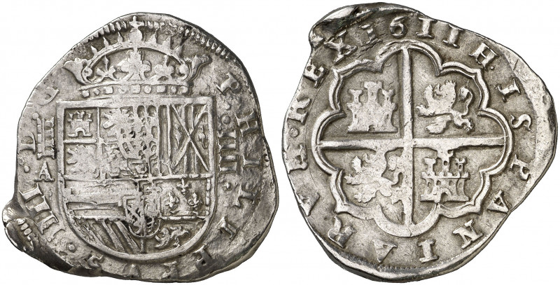 1611. Felipe III. Segovia. A. 4 reales. (AC. 783). Todos los datos perfectos. Bu...