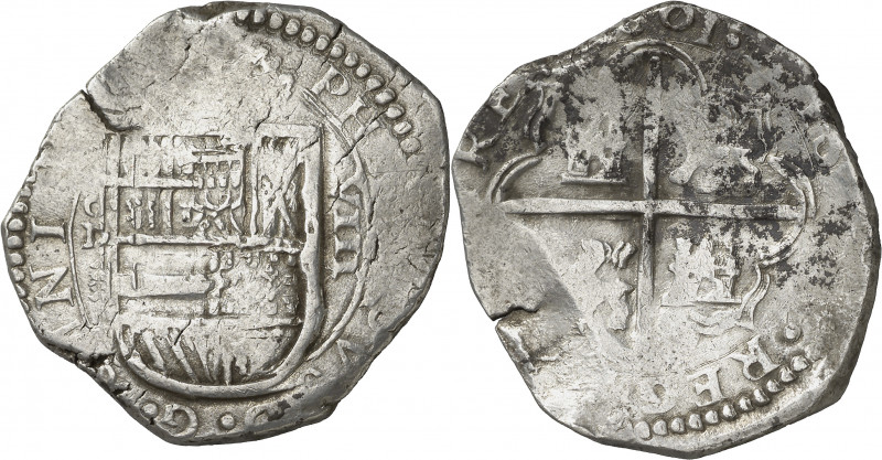 1601. Felipe III. Valladolid. D. 8 reales. (AC. 995). Tipo "OMINVM". Oxidaciones...