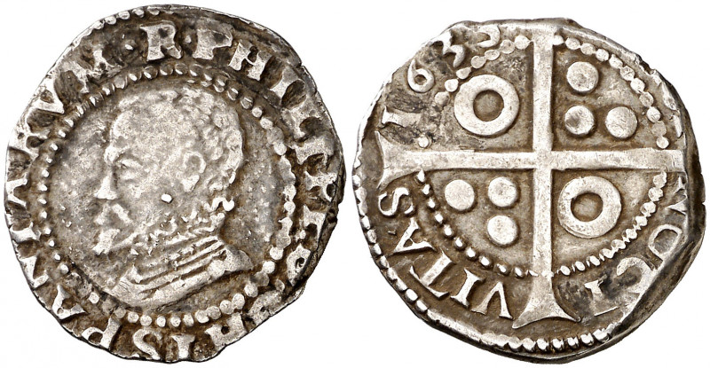 1635. Felipe IV. Barcelona. 1 croat. (AC. 652) (Cru.C.G. 4413d). Busto de Felipe...