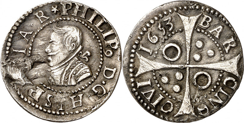 1653. Felipe IV. Barcelona. 1 croat. (AC. 669) (Cru.C.G. 4414l). Busto propio. D...