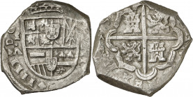 1659. Felipe IV. MD (Madrid). A. 8 reales. (AC. falta) (AC.pdf 1266.1). Atractiva. Rarísima, no hemos tenido ningún ejemplar. 26,86 g. MBC+.