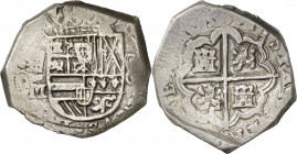 1659. Felipe IV. Segovia. M. 8 reales. (AC. 1580). Muy rara, no hemos tenido ningún ejemplar. 26,93 g. MBC-.