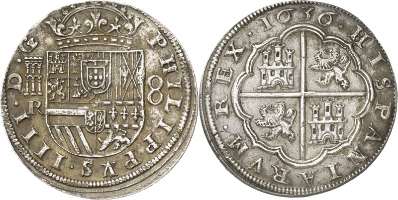 1636. Felipe IV. Segovia. R. 8 reales. (AC. 1611). La V de PHILIPPVS rectificada...
