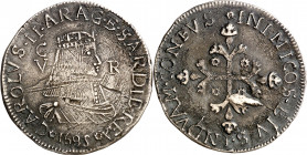 1685. Carlos II. Cagliari. 5 reales. (Cru.C.G. 4944) (MIR. 83/2) (Piras 161). Busto entre C/V-R. Rayitas. Muy rara. 12,13 g. (MBC-).