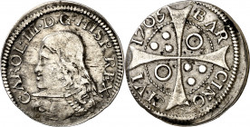 1705/6. Carlos III, Pretendiente. Barcelona. 1 croat. (AC. 18). Escasa. 2,16 g. MBC.