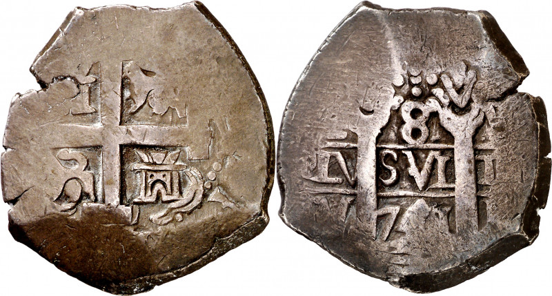 1741. Felipe V. Lima. V. 8 reales. (AC. 1320). Escasa. 26,37 g. MBC-.