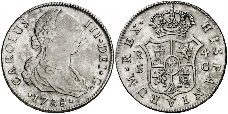 1788. Carlos III. Sevilla. C. 4 reales. (AC. 990). Único año de este ensayador. ...