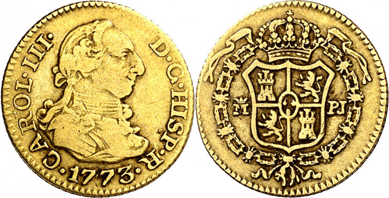 1773. Carlos III. Madrid. PJ. 1/2 escudo. (AC. 1258). 1,74 g. BC+/MBC-.