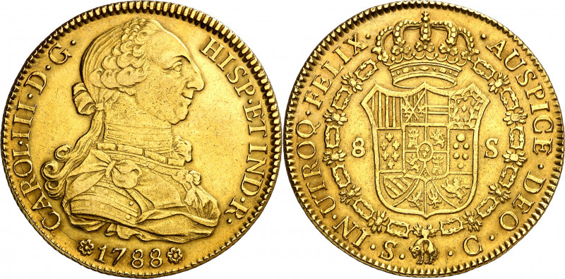 1788. Carlos III. Sevilla. C. 8 escudos. (AC. 2194) (Cal.Onza 969). Golpecitos. ...