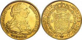 1788. Carlos III. Sevilla. C. 8 escudos. (AC. 2194) (Cal.Onza 969). Golpecitos. Bonito color. 26,93 g. MBC+/EBC-.