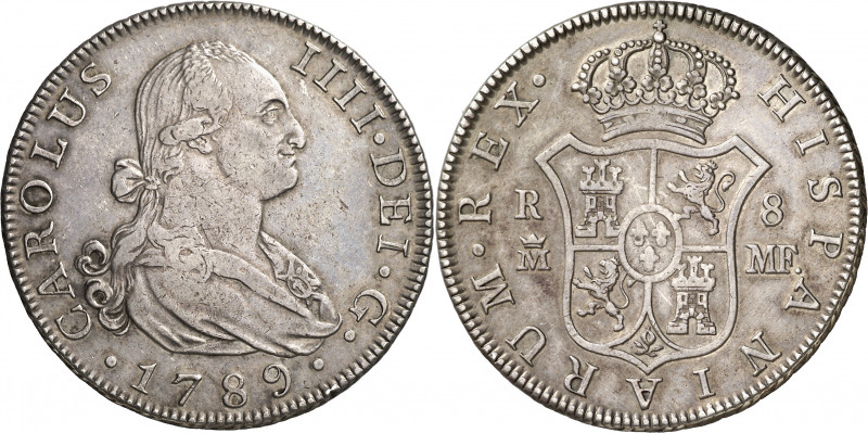 1789. Carlos IV. Madrid. MF. 8 reales. (AC. 929). Leves marquitas. Bonita pátina...