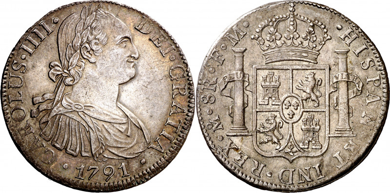 1791. Carlos IV. México. FM. 8 reales. (AC. 953). Primer año de busto propio. Le...