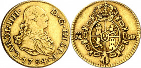 1794. Carlos IV. Madrid. MF. 1/2 escudo. (AC. 1073). Rara. 1,69 g. MBC-/MBC.