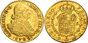 1792. Carlos IV. Madrid. MF. 1 escudo. (AC. 1109). Leves rayitas. 3,21 g. MBC+/EBC-.