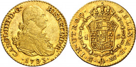 1793. Carlos IV. Madrid. MF. 1 escudo. (AC. 1110). Atractiva. Escasa así. 3,39 g. EBC-.
