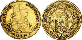 1807/6. Carlos IV. Madrid. FA. 2 escudos. (AC. 1315). 6,68 g. MBC-/MBC.