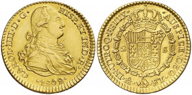 1802. Carlos IV. México. FT. 2 escudos. (AC. 1336). Precioso color. Parte de brillo original. Ex Áureo & Calicó 26/04/2012, nº 773. Rara y más así. 6,...