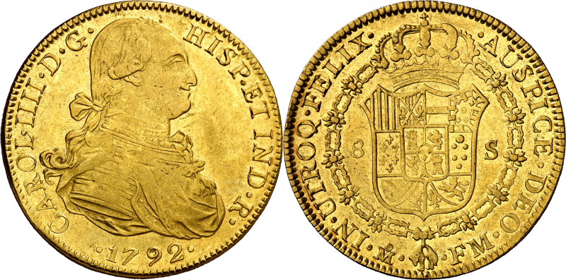 1792. Carlos IV. México. FM. 8 escudos. (AC. 1631). (Cal.Onza 1020). Leves rayit...