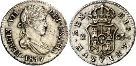 1817. Fernando VII. Madrid. GJ. 1/2 real. (AC. 371). Buen ejemplar. 1,40 g. MBC+.
